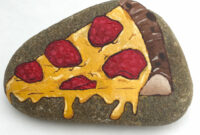 Pizza painted rock