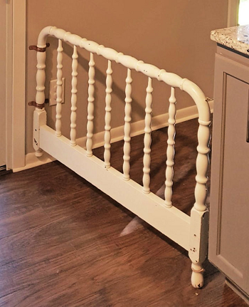 Baby gate from vintage wood headboard DIY Excellent Ideas To Have Functional Baby Gates