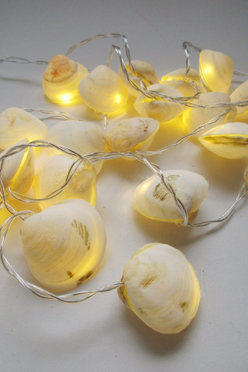 Coastal décor seashell string lights DIY Long-lasting Decoration Ideas With Coastal Home Accessories