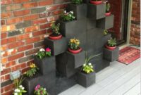 Diy stacked concrete block planters