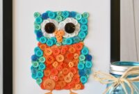 Diy button owl on frame