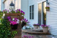 Plants on brick column