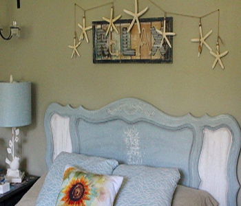 Salt wash and chalk paint upcycled headboard DIY Long-lasting Decoration Ideas With Coastal Home Accessories