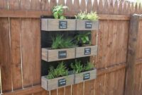 Mounted wall of herb planter boxes