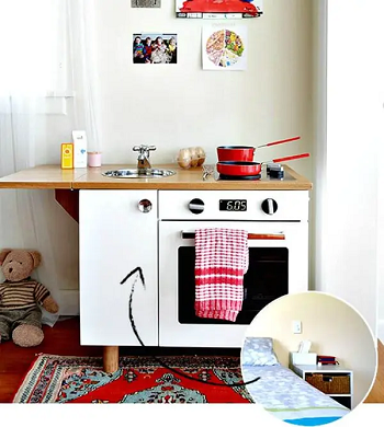 Bedside table play kitchen Selected-Unconventional DIY Play Kitchen Ideas To Keep Your Kids Busy