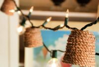 Diy jute twinkle lights shade