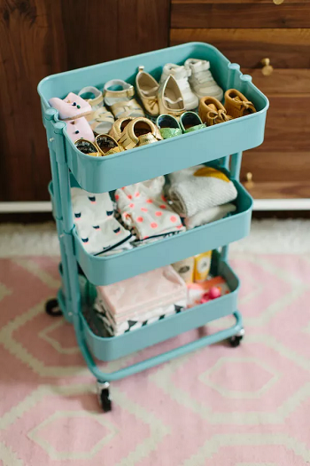 Repurpose ikea trolley cart Smartly Stylish DIY Ideas To Organize Your Baby Clothes And Accessories