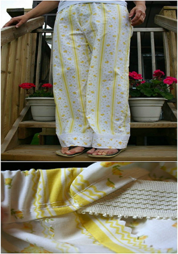 Repurpose old sheets into pajama pants Amazing Ways To Repurpose Your Old Bed Sheets