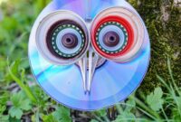 Whimsical Upcycled CD Owl Garden