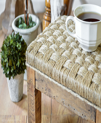 Wood and twine stool Pretty DIY Stool Ideas You Can Create From Scrap Materials