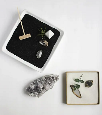 Rectangle black white mini garden DIY Zen Garden In Mini Style To Create For Fresh Desk