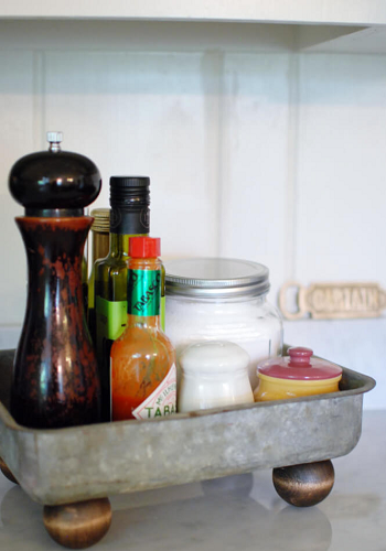 Rustic theme footed tray DIY Rustic Aesthetic Storage Project To Stash Your Stuff