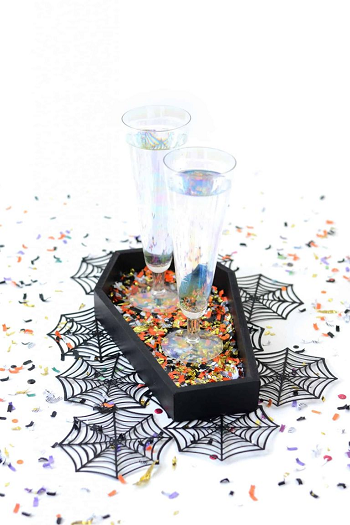 Confetti coffin tray DIY Household Halloween Decorations That Scary Easy And Cheap