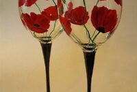 Diy poppy painted wine glasses