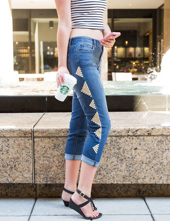 Studded jeans Ridiculous Easy DIY To Transform Last Year’s Clothes Into Fall’s Hottest Trends