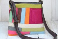 Diy patchwork messenger sweater bag