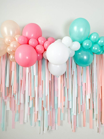 Balloon garland and backdrop combo Cutest DIY Baby Shower Decorations That Will Make Everybody Smile