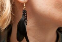 Diy feather black earrings