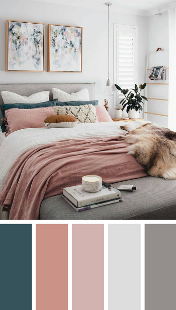 Fresh and feminine with blush and teal DIY Decorating Bedroom Color Schemes To Upgrade Your Next Bedroom Level.