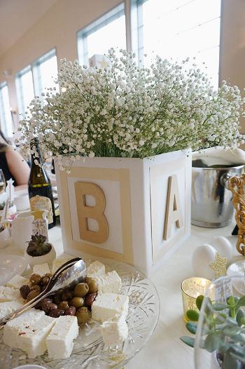 Letter block flower pot centerpiece Cutest DIY Baby Shower Decorations That Will Make Everybody Smile