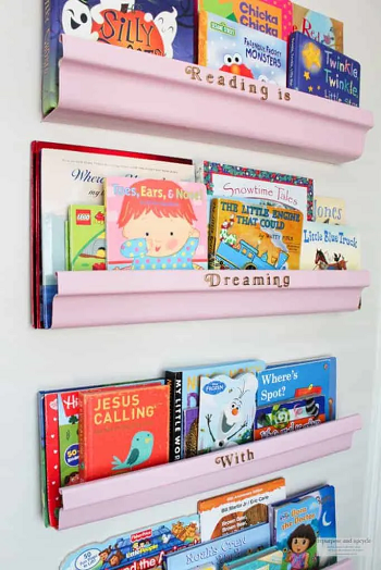 Rain gutter bookshelf Eternal DIY Kid Bookshelf Ideas That Will Boost A Desire To Read More