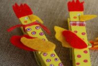 Yellow cock from clothespins