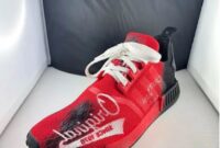 Diy sneakers makeover with red paints