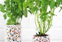 Colorful diy terrazzo planter