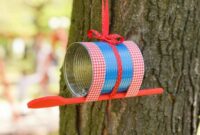 Adorable upcycled tin can bird feeder