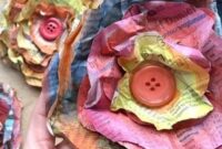 Painted flower newspaper diy