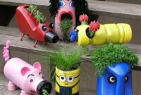 Upcycled planters from plastic bottles