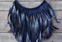 Diy denim fringe choker