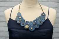 Handmade bib denim necklace