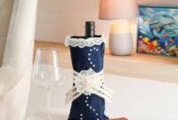 Simple upcycled blue jeans wine bottle 