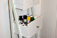 Diy ladder shelf from old repurposed drawers