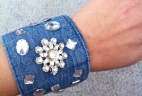 Diy bejeweled denim cuff