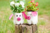 Upcycled-Plastic-Bottle-Pig-Planter