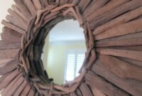 Diy sunflower driftwood mirror