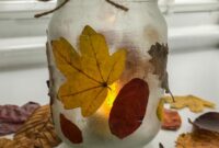 Easy leaf mason jar lanterns nature craft