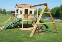 Swing set for the playhouse