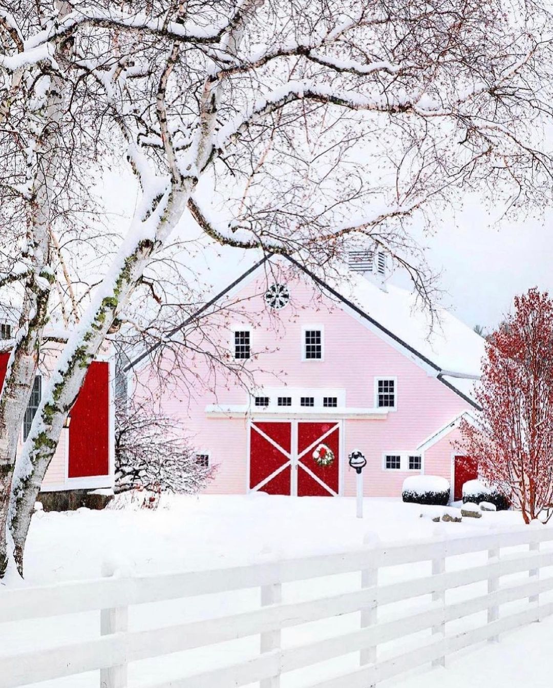 Pale pink exterior