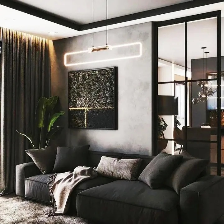 Elegant Living Room: Implementations of Black and Rust Style Touches ...